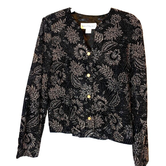 Norton McNaughton Glitzy Jacket Embroidered with Gold Threads Brocade Size 10 - Picture 1 of 5